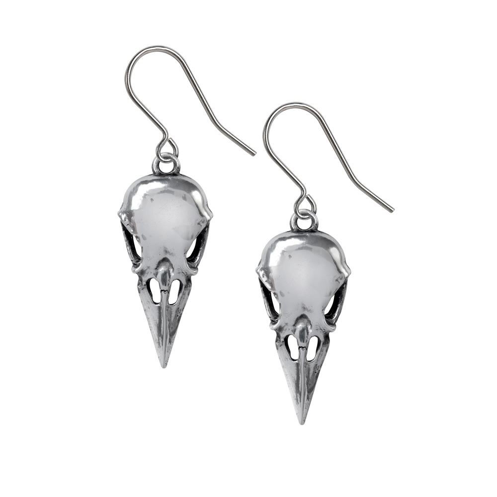 Alchemy - Coeur Crane (Pair) Des boucles d'oreilles - Couleur argent